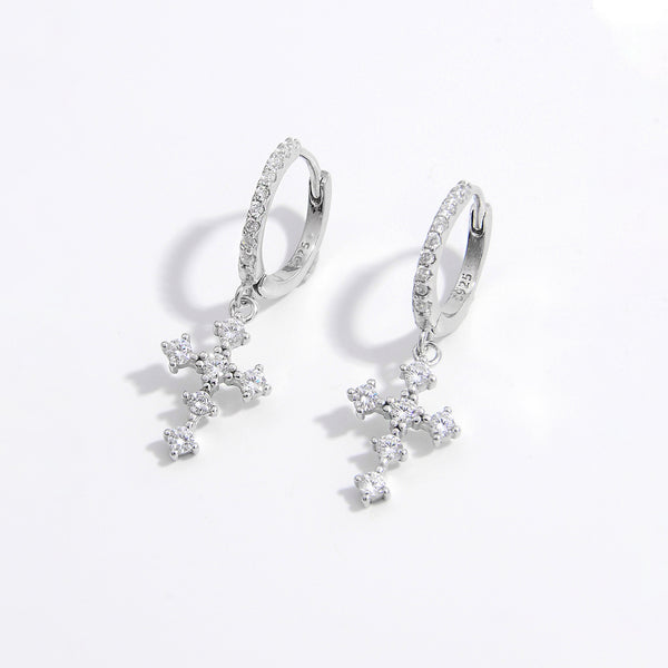 Boucles d'oreilles pendantes en argent sterling 925 avec zircons incrustés