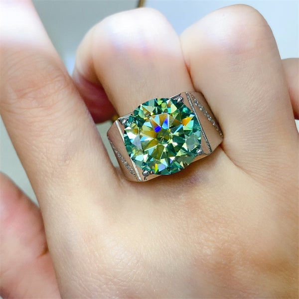 Chevalière en argent sterling 925 avec moissanite de 10 carats