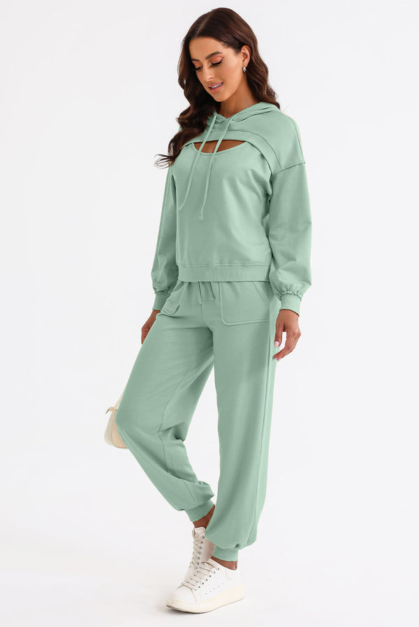 Ensemble actif sweat à capuche et jogging à cordon de serrage