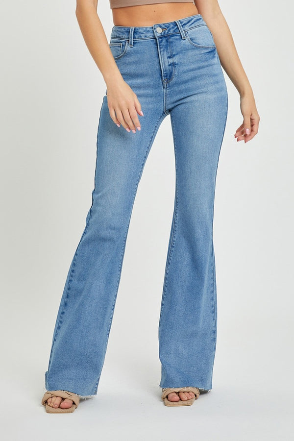 Jean bootcut taille haute RISEN à ourlet brut 