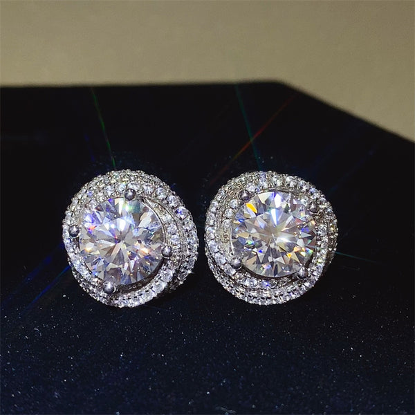 Boucles d'oreilles en argent sterling 925 avec moissanite de 6 carats