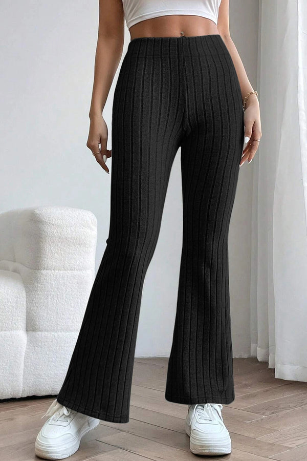 Pantalon évasé côtelé taille haute Basic Bae