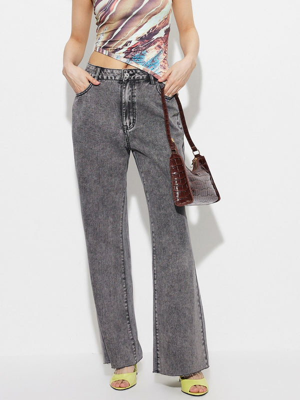 Jean bootcut taille haute avec poches