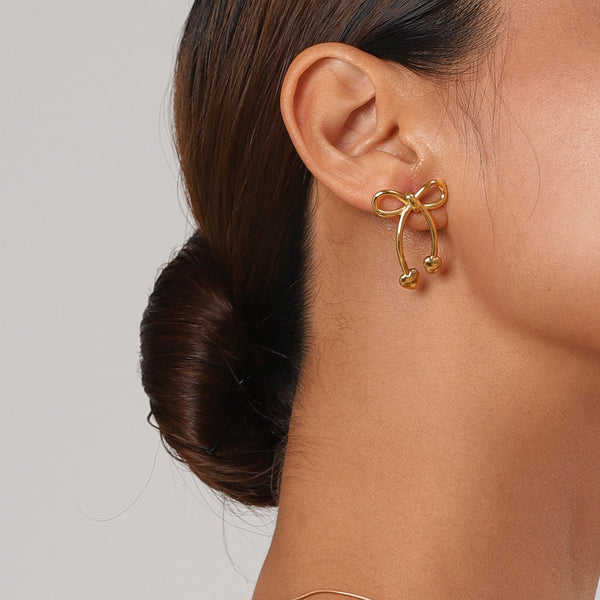 Boucles d'oreilles en acier inoxydable avec nœud