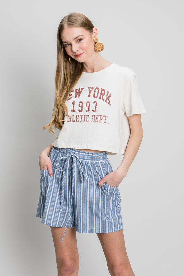 Short rayé teint en fil Cotton Bleu de Nu Label