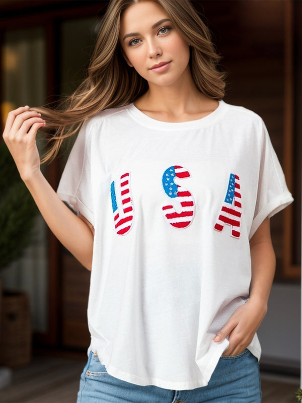 T-shirt à manches courtes et col rond des États-Unis
