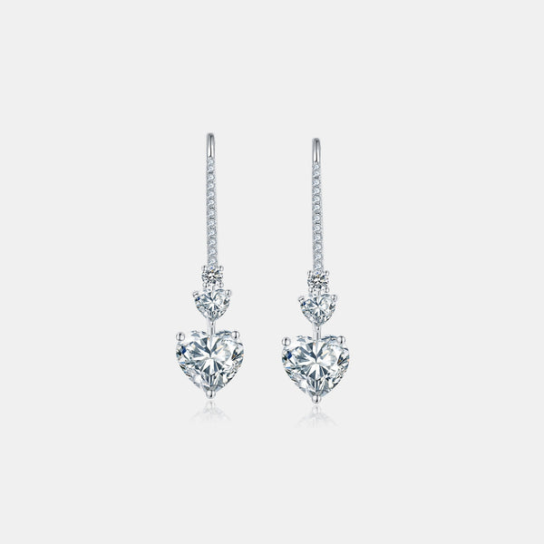 Boucles d'oreilles pendantes en forme de cœur en argent sterling 925 avec moissanite de 5,44 carats