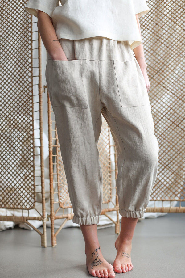 Pantalon taille mi-haute avec poches