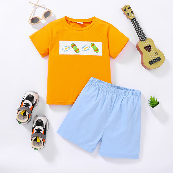 Ensemble t-shirt à manches raglan et short à imprimé graphique pour enfants