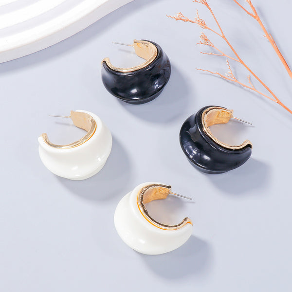 Boucles d'oreilles créoles en alliage avec goutte d'huile