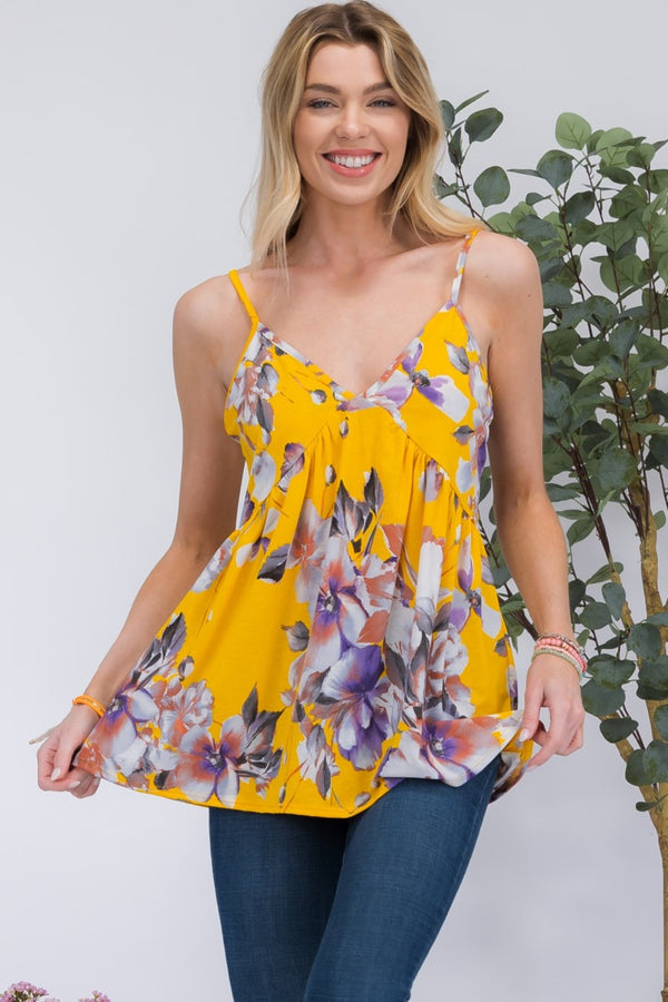 Camisole à col en V et imprimé floral Celeste