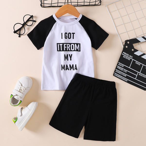 Ensemble t-shirt et short graphique I GOT IT FROM MY MAMA pour enfants