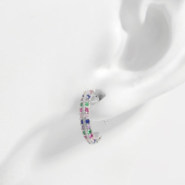 Boucles d'oreilles en argent sterling 925 avec zircons contrastés