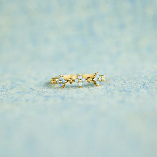 Bague en argent sterling 925 avec fleur en zircon incrustée