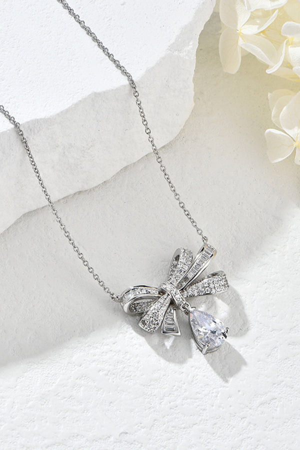 Collier pendentif en forme de larme en argent sterling 925 avec zircon