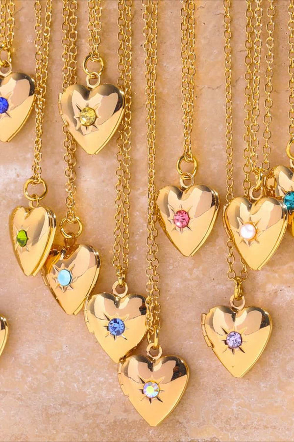 Collier avec pendentif en forme de cœur en zircon plaqué or 14 carats